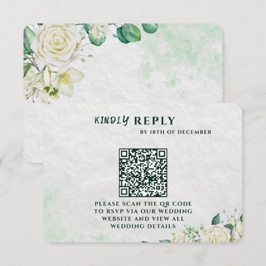 Elegant Organic Modern Wedding RSVP Card  (正面/裏面)