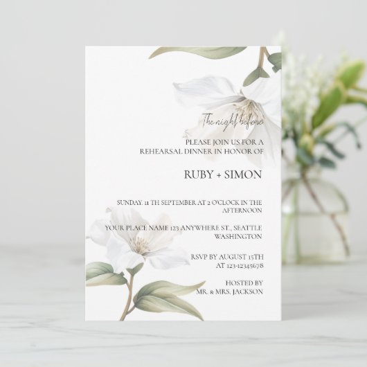 Elegant Oriental Magnolia Rehearsal Dinner 招待状 (スタンド正面)