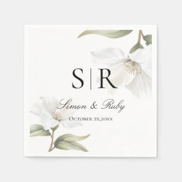 Elegant Oriental White Magnolia Wedding  スタンダードカクテルナプキン