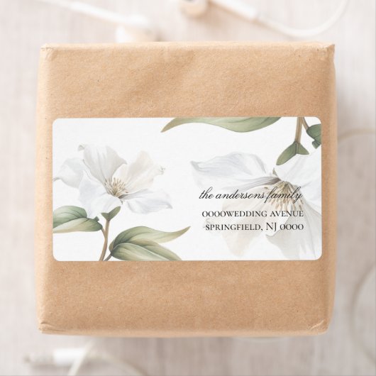 Elegant Oriental White Magnolia Wedding  ラベル (インサイチュ)