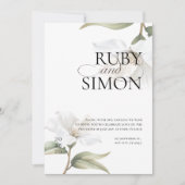 Elegant Oriental White Magnolia Wedding 招待状 (正面)