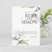 Elegant Oriental White Magnolia Wedding 招待状 (スタンド正面)