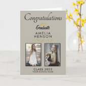Elegant Ornament Graduate 2 Photo Graduation カード (黄色い花)