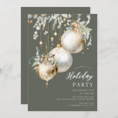 Elegant Ornament Holiday Party Invitation 招待状 (正面/裏面)