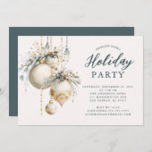 Elegant Ornament Holiday Party Invitation 招待状 (正面/裏面)