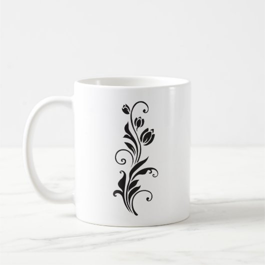 Elegant Ornamental Floral Flower Art コーヒーマグカップ (左)