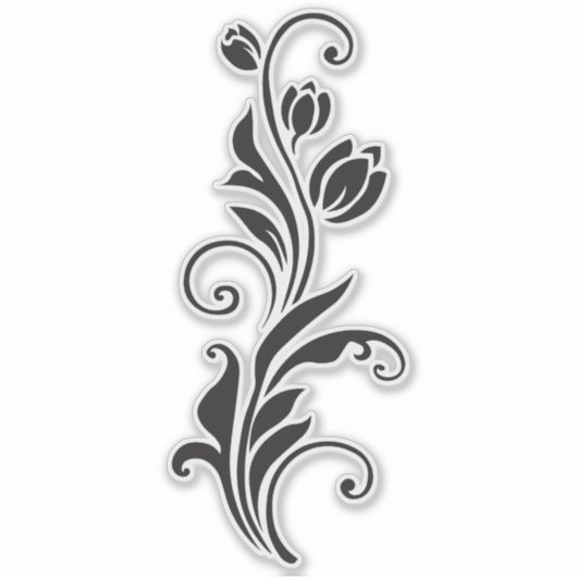 Elegant Ornamental Floral Flower Art シール (正面)