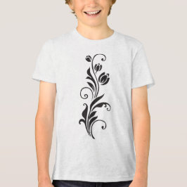 Elegant Ornamental Floral Flower Art トライブレンドＴシャツ