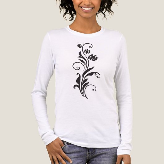 Elegant Ornamental Floral Flower Art トライブレンドＴシャツ (正面)