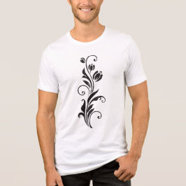 Elegant Ornamental Floral Flower Art トライブレンドＴシャツ