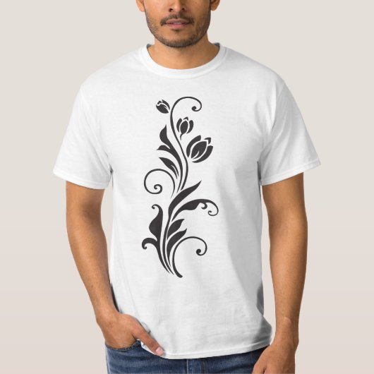 Elegant Ornamental Floral Flower Art Tシャツ (正面)