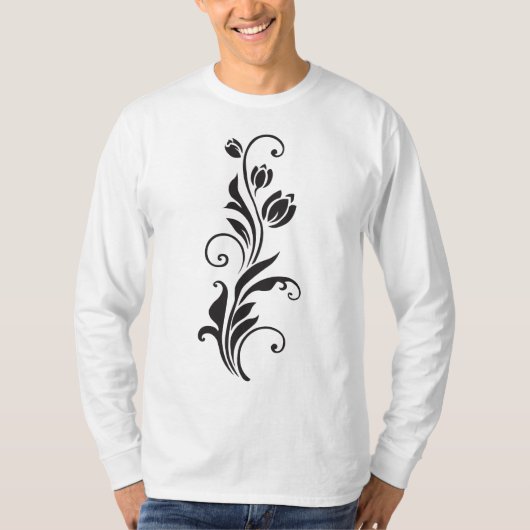 Elegant Ornamental Floral Flower Art Tシャツ (正面)