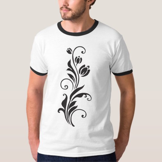 Elegant Ornamental Floral Flower Art Tシャツ (正面)