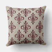 Elegant Ornamental Maroon Damask Pattern クッション (裏面)