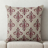 Elegant Ornamental Maroon Damask Pattern クッション