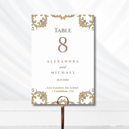 Elegant Ornate Baroque Christian Wedding  テーブルナンバー
