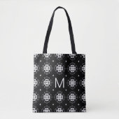 Elegant Ornate Black and White Pattern Monogram トートバッグ (正面)