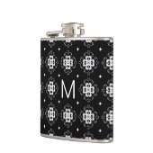 Elegant Ornate Black and White Pattern Monogram フラスク (左)