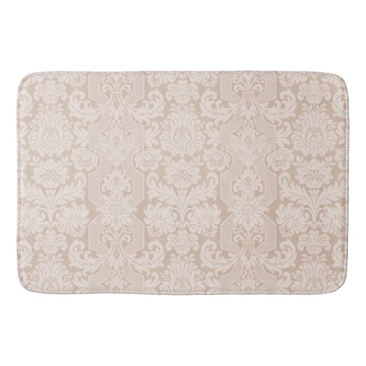 Elegant Ornate Cream Victorian Damask バスマット (正面)