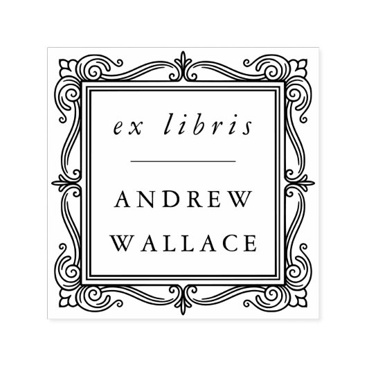 Elegant Ornate Ex Libris Self-Inking Book Stamp セルフインキングスタンプ (デザイン)