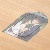 Elegant Ornate Faux Dome Photo First Christmas アクリル招待状 (レイダウン)