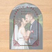 Elegant Ornate Faux Dome Photo First Christmas アクリル招待状 (正面)