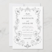 Elegant Ornate Floral Frame Wedding 招待状 (正面)