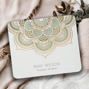 Elegant Ornate Gold Foil Teal Turquoise Mandala マウスパッド
