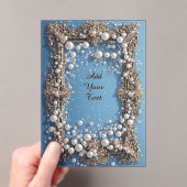 Elegant Ornate Pearl-Framed Frame アクリル招待状 (インサイチュ (ポータブル))