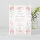 Elegant Ornate Pink Roses | Baptism 招待状 (スタンド正面)