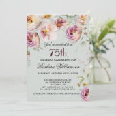 Elegant Painted Floral 75th Birthday Party 招待状 (スタンド正面)