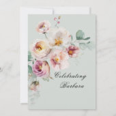 Elegant Painted Floral Surprise 90th Birthday  招待状 (裏面)