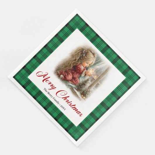 Elegant Painted Illustration Winter Scene Napkins (コーナー)