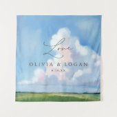 Elegant Painted Landscape Clouds Wedding Backdrop タペストリー (正面)