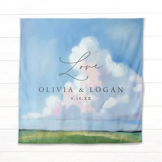 Elegant Painted Landscape Clouds Wedding Backdrop タペストリー