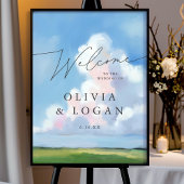 Elegant Painted Landscape Clouds Wedding Welcome ポスター