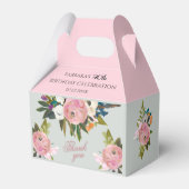 Elegant Painted Pink Floral 90th birthday favors フェイバーボックス (正面サイド)
