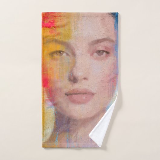 Elegant Painterly Face Illustration ハンドタオル (ハンドタオル)