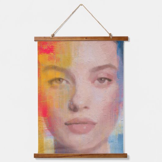 Elegant Painterly Face Illustration 吊り下げ型タペストリー (正面)