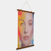 Elegant Painterly Face Illustration 吊り下げ型タペストリー (傾斜あり)