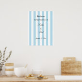 Elegant Pale Blue Stripes Wedding Welcome Poster ポスター (キッチン)