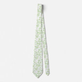 Elegant Pale Lime Green and White Tropical Flowers ネクタイ (正面)