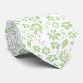 Elegant Pale Lime Green and White Tropical Flowers ネクタイ (ロール)