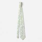Elegant Pale Lime Green and White Tropical Flowers ネクタイ (裏面)
