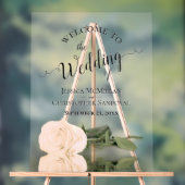Elegant Pale Peach Rose Romantic Wedding Welcome アクリルサイン (ニュートラル)