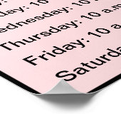 Elegant Pale Pink with Black Script Salon Hours ポスター (角)