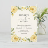 Elegant Pale Yellow Botanical Floral Wedding 招待状 (スタンド正面)