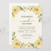 Elegant Pale Yellow Botanical Floral Wedding 招待状 (正面/裏面)