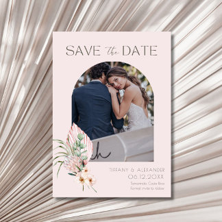 Elegant Palm Arch Destination Photo Save the Date セーブザデート
