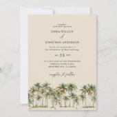 Elegant Palm Tree Wedding Invitation with QR Code 招待状 (正面)
